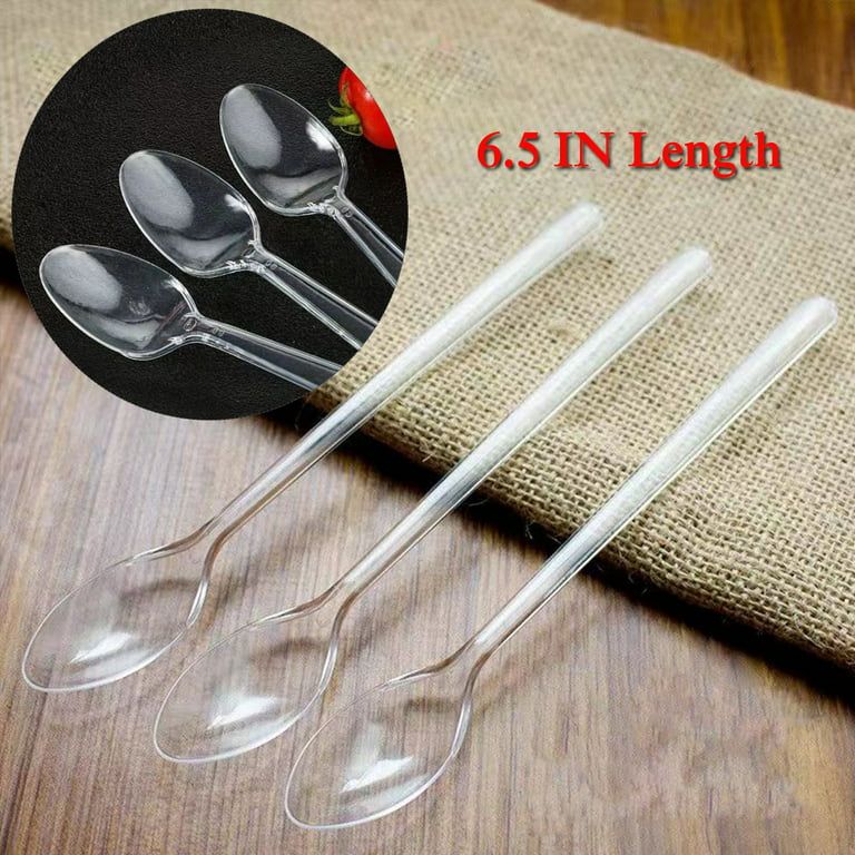 6.5 Inch Transparent Plastic Spoon Clear Plastic Spoons, Heavy Duty  Disposable Spoons, Cutlery, Plastic Cutlery, Clear Plastic Silverware Bulk
