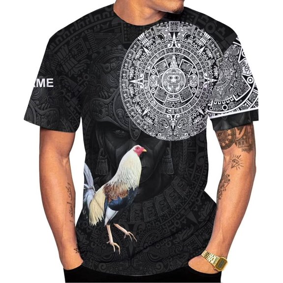 Personalized Name Mexican Shirts for Men 3D, Rooster Mexico Shirts for Men, Mexico Shirt Eagle Flag Mexican Eagle (US, Alpha, Small, 5X-Large, Regular, Regular, Multi 12) (T-shirt, S)
