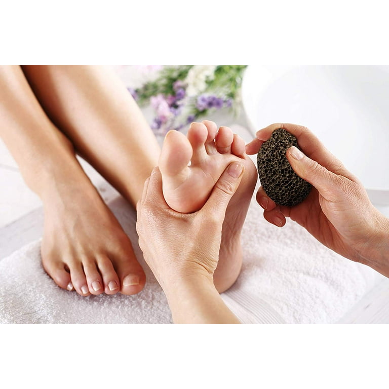 AM 8:00Pumice Stone Foot File, 2 Pack Callus Remover (coarse/fine) for Feet  with Wooden Handle, Pedicure Foot Scrubber to Remove Dead Skin, Dry