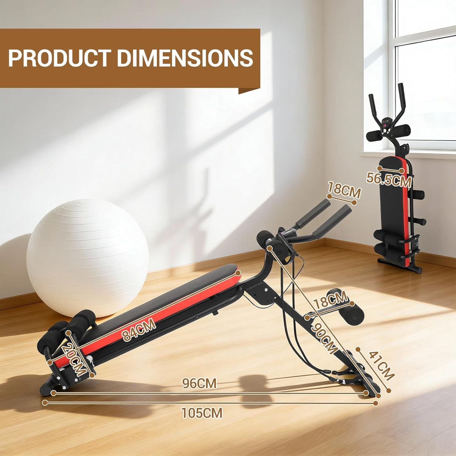 Ab Machine,Adjustable Ab Workout Bench,2-in-1 Machine Exercise Equipment for Home Gym - Sit UP, Push UP,Glider, Roman Chair, 330lbs