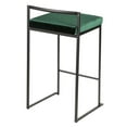 thumbnail image 4 of Fuji Contemporary Stackable Counter Stool In Black With Green Velvet Cushion - Set Of 2, 4 of 7