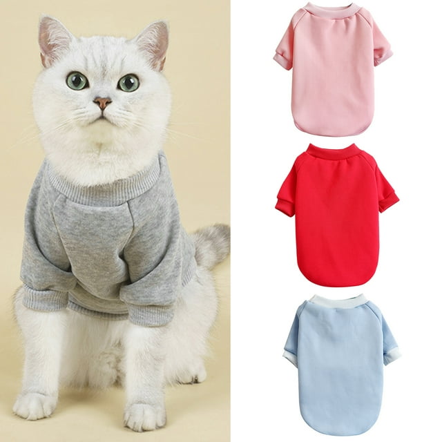 HEVIRGO Pull pour Animaux de Compagnie Col Rond Couleur Unie Épaississant Chat Chien Tricot Pull pour l'Automne, Rose Rouge XL