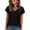 Black, variant on Women's Dressy Casual V-Neck Chiffon Blouse Ruffle 3/4 Length Sleeve Lace Up Peplum Top Shirts White