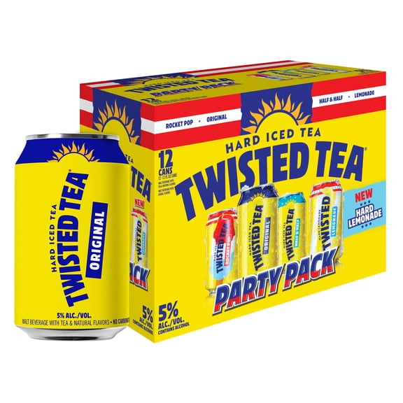 Twisted Tea Hard Iced Tea Variety Party pack, 12 pack, 12 fl oz Aluminum Cans, 5% ABV
