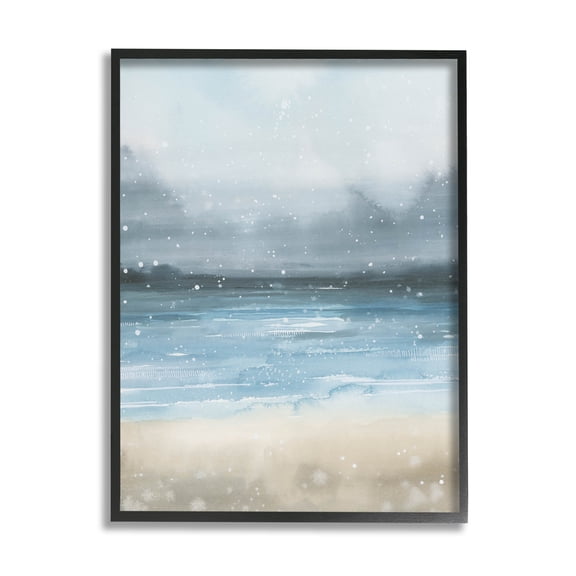 Stupell Industries Rainy Nautical Shore Landscape Graphic Art Black Framed Art Print Wall Art, Design by Grace Popp