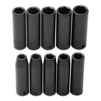 Proto 1/2In Drive 6Pt Deep Metric Impact Socket Set 10Pc