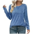 thumbnail image 1 of FAIWAD Womens Solid Color Tops Casual Crewneck Basic Pullover Trendy Lightweight Business Office Work Clothes, 1 of 9