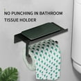 thumbnail image 4 of Portarrollos de papel higiénico de pared con repisa para teléfono | Dispensador de papel higiénico de aleación de aluminio | Diseño moderno en negro y plateado | Fácil instalación para baños y aseos, 4 of 6