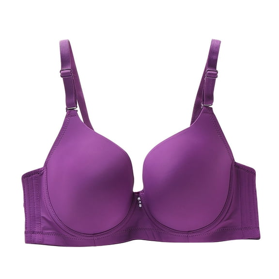 WRKEKC Bras for Women D Cup Plus Size Solid Color Thin Underwire Push Up Anti Sagging Bra for Full Coverage Support