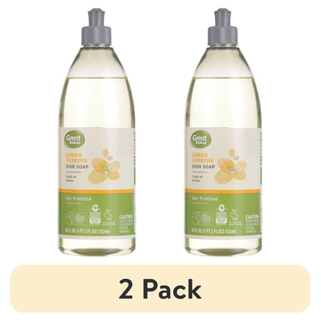 (1 pack) Great Value Liquid Dish Soap, Lemon Verbena Scent, 18 fl oz