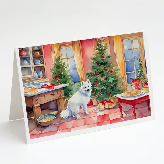 Japanese Spitz Christmas Cookies Greeting Cards Pack of 8 7 in x 5 in