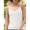 thumbnail image 4 of Women'S Cotton Tops: Spaghetti Strap, Knitted Tanks, Casual Slim Fit Sleeveless Camisole White L, 4 of 8
