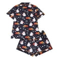 thumbnail image 3 of Womens Halloween Pajamas 2 Piece Set Cute Print Smooth Short Sleeve Notch Collar Button Shirt and Shorts Relaxed Fit Cute Pjs, 3 of 9