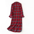 thumbnail image 3 of Women's Flannel Cotton Nightgown Button Down Nightshirt Long Sleeve Sleep Shirt Color: Red Size: L, 3 of 4