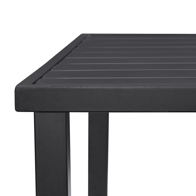 Milport black metal slat dining table deals