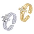 thumbnail image 4 of 2 Pcs Anneaux Croix en Strass Anneaux Ouverts Réglables pour Femmes, 4 of 8