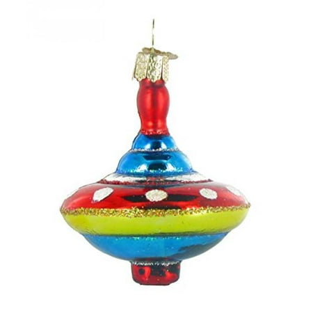 Old Country Roses Christmas Vintage Spinning Toy Top Glass Old World Christmas Ornament 44066 New FREE BOX ()