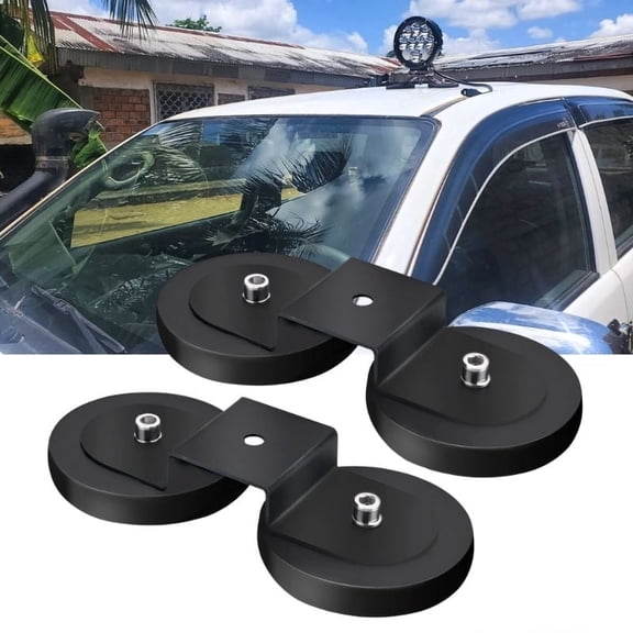 0.34" Magnetic Base Light Bar, Work Light Mounting Brackets, Powerful LED Magnet Mount Holder With Rubber for Pod Auxiliary Driving Lamp on Roof Hood (2 PCS)