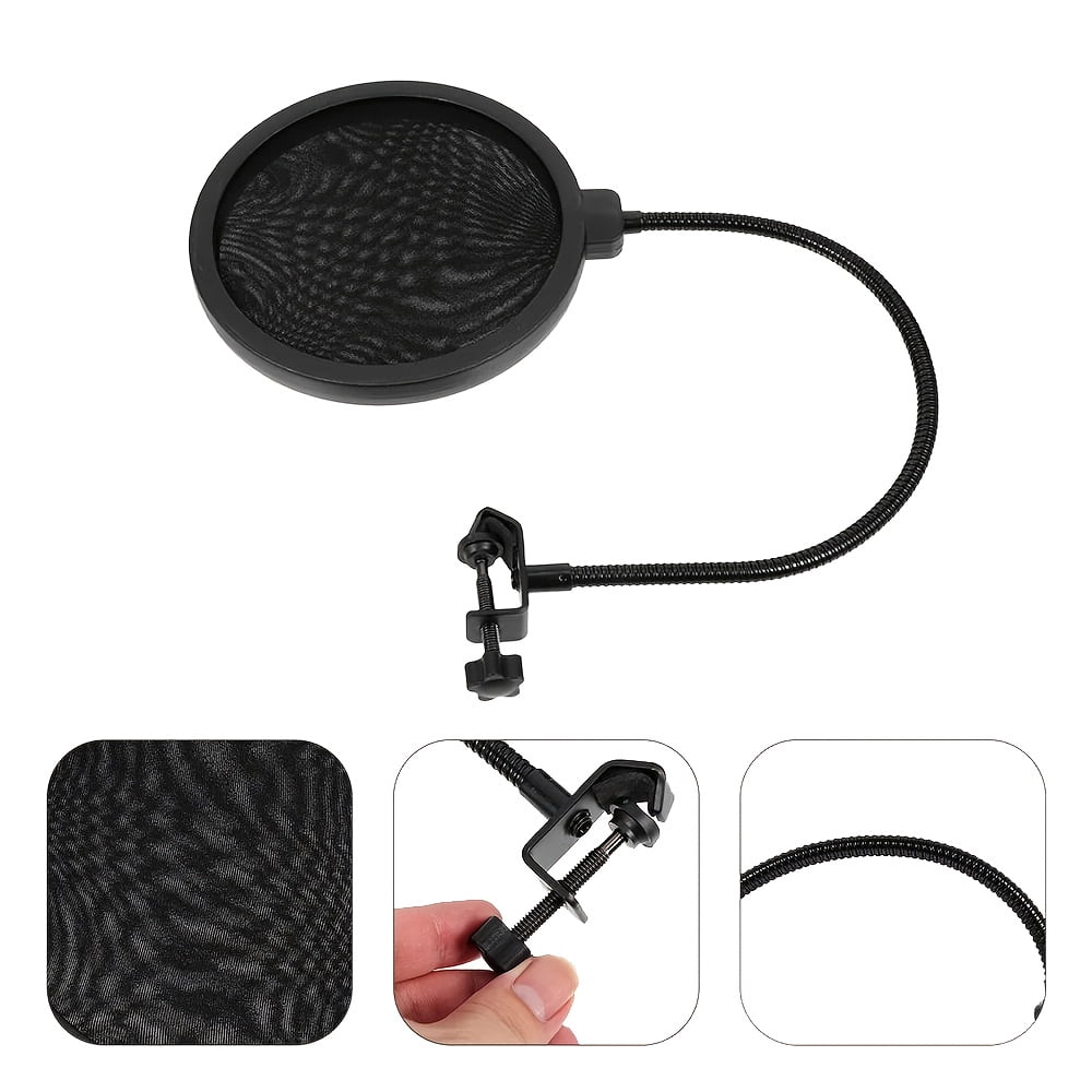 [Microphone Pop Filter] 2-Pack Double Layer Microphone Pop Filter | Windscreen | Flexible 360° Gooseneck Stable Bracket