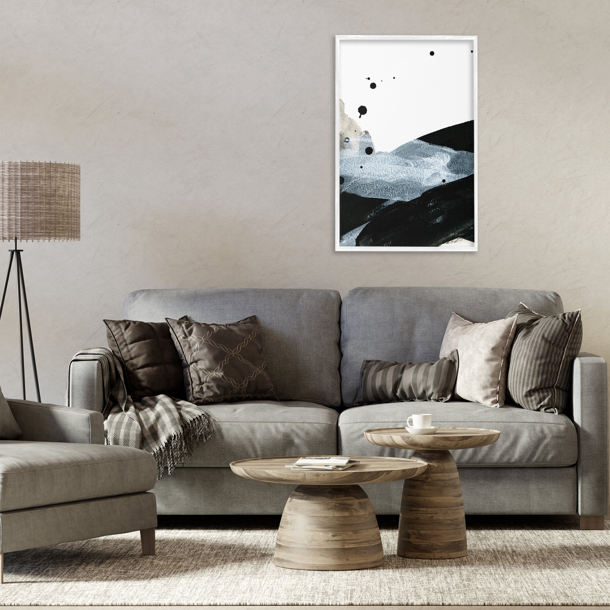 Stupell Industries Murky Gradient Movement Abstract Painting White Framed Art Print Wall Art, 20 x 30