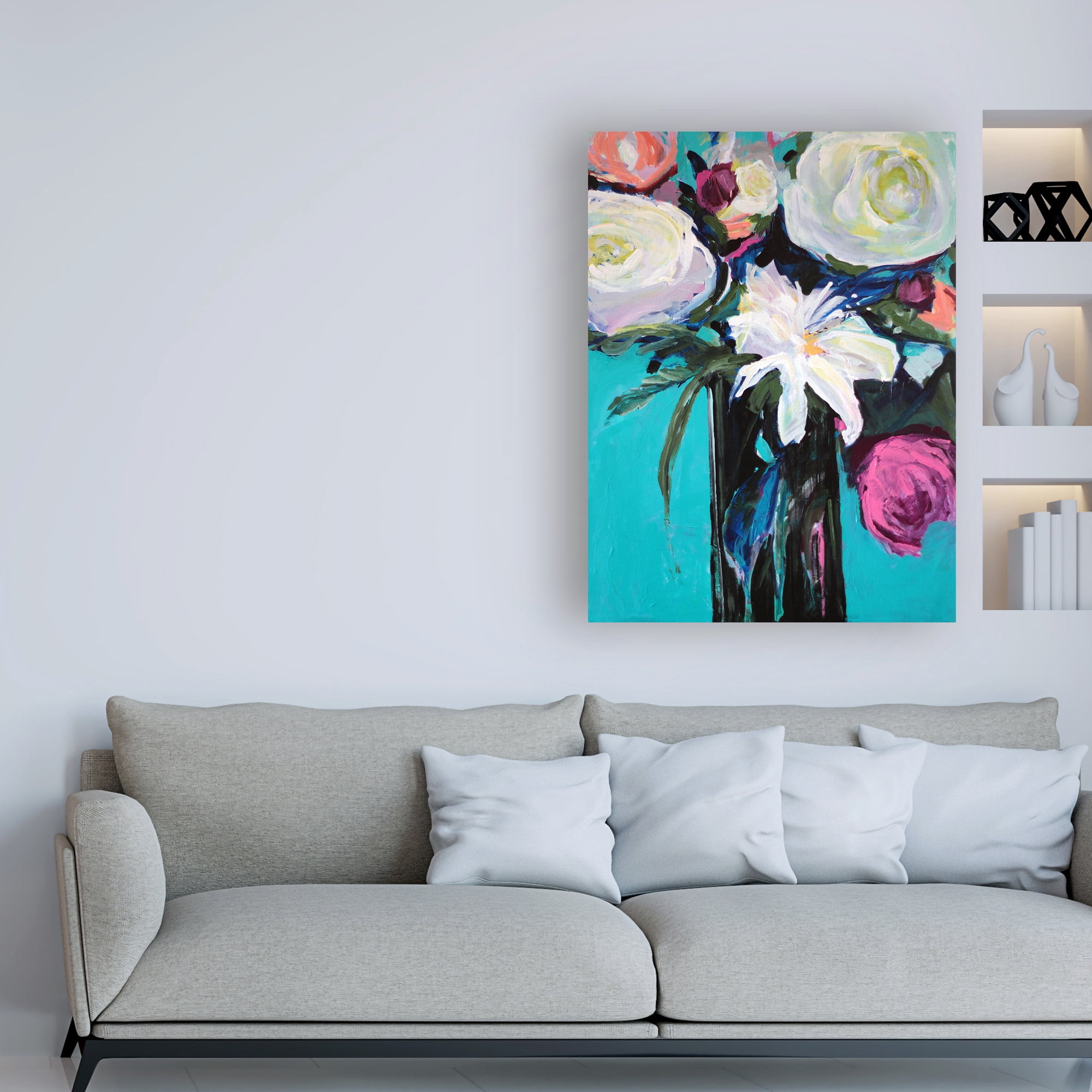Trademark Fine Art 'White Lily Bouquet' Canvas Art by Jacqueline Brewe