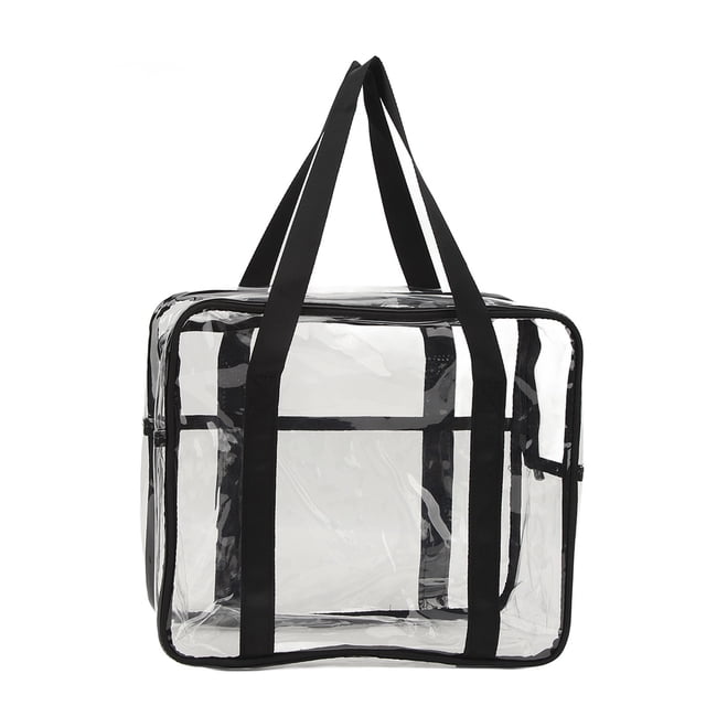 Bolso transparente de PVC multifuncional, grande, transparente, con correa ajustable para nadar, trabajar, ir al trabajo, ir al gimnasio, viajar, color negro.