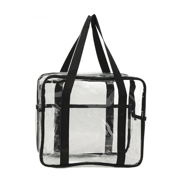 Clear Bag PVC Multifunctional Large Transparent Clear Shoulder Handbag with Adjustable Strap for Swimming Working Commuting Gym Travel Black