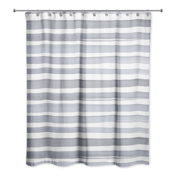 Creative Products Blue and White Watercolor Stripe 71x74 Shower Curtain