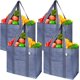 thumbnail image 1 of Paquete de 4 bolsas de compras reutilizables con fondo duro, bolsa plegable, versátil, bolsa de uso diario, se mantiene de pie, duradera (paquete de 4, gris) brillar  Electrónica, 1 of 5