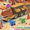 thumbnail image 2 of Camión Veslier Friction Power Carrier de juguete con forma de dinosaurio con 4 coches, 2 of 7