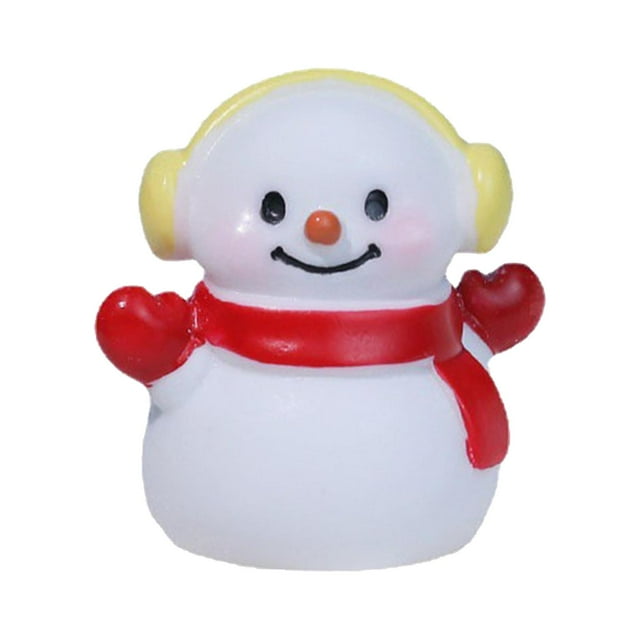 Elodie Micro Christmas Snowman Statue Miniature Cute Handcrafted Xmas Tabletop Ornament F