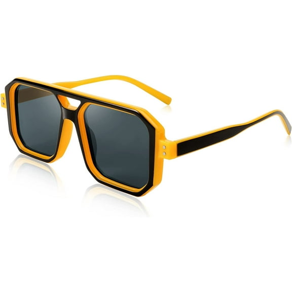 FEISEDY Square Aviator Sunglasses Men Women Retro Trendy 70s Aviator Sunglasses Plastic Frame B2939