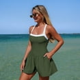 thumbnail image 3 of Tsesme One Piece Swim Dress for Women Adjustable Strap Color Block Swim Skirt with Removable Padded Swimwear, 3 of 7