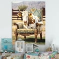 thumbnail image 2 of Designart Cow Sitting On Lounge Chair I Canvas Wall Art, 2 of 5