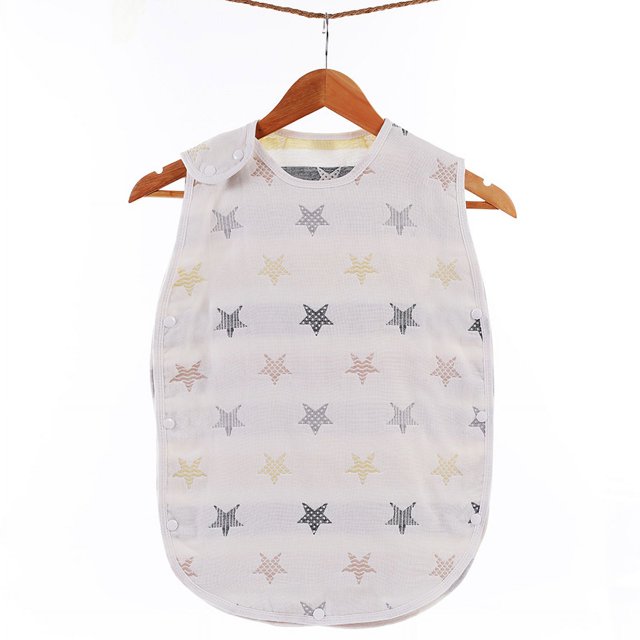Saco de dormir con chaleco para bebé, de gasa de algodón de seis capas, con dibujos animados para niños, no fluorescente, estilo chaleco de 6 capas, edredón antipatadas para las cuatro estaciones