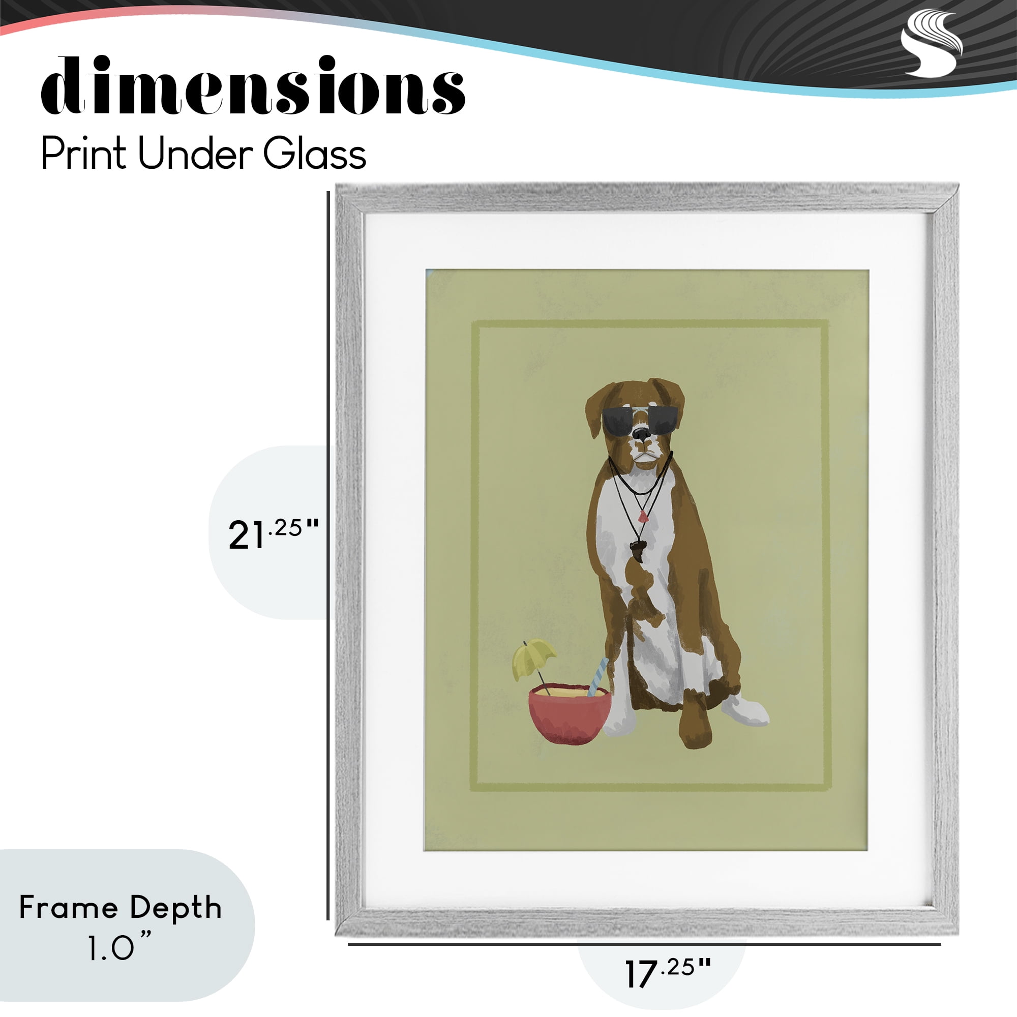 Stupell Industries Boxer Beach Day Gray Framed Print Under Glass, design by Sadie Harper