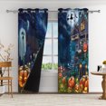 thumbnail image 3 of Aofoto Halloween Curtains,Pumpkins Ghost Bats Witch Window Treatments for Bedroom Living Room , 2 Panel , 52" x 63", 3 of 5
