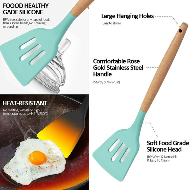 19pcs Green Silicone Cooking Utensils Set, Heat Resistant Kitchen Utensils  For Non-stick Cookware, Including Spatulas&tongs&soup  Ladle&scissors&cutting Board&fruit Knife&egg Whisk, Home &travel &outdoor  Use