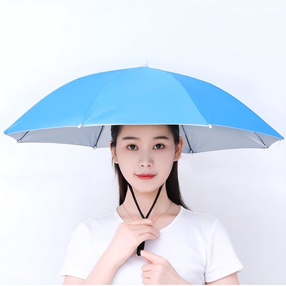 TELOLY (69 Single Layer Sky Blue) Fishing Umbrella Hat Overhead Sunscreen Parasol 110g