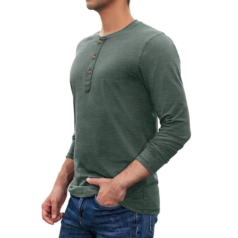 JWD Men's Long Sleeve Henley Shirt photo 2