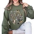 thumbnail image 2 of Preppy Hunting Season Sweatshirt – Trendy Girly Camo Bow Fall Sweater, Hunting Mama Coquette Deer & Dove Graphic Crewneck, Unisex Casual Cotton Gift for Men & Women, 2 of 7