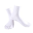 thumbnail image 1 of kurtrusly Snug Five Toe Socks Combed Cotton High Crew Socks Athletic Solid Socks White 1Set, 1 of 5