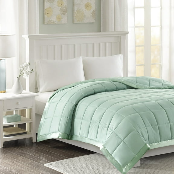 Madison Park Windom Full/Queen Microfiber Down Alternative Stain Resistant Blanket - Seafoam
