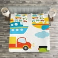 thumbnail image 3 of Ambesonne Cartoon Quilted Bedspread Set 3 Pcs, Transportation Theme, King Size, Multicolor, 3 of 3