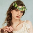 thumbnail image 6 of Elf Flower Headband for Women - Handmade Fairy Floral Headpiece with Leaves for Renaissance, , Weddings & Photoshoots Green Leaf Design, 6 of 8