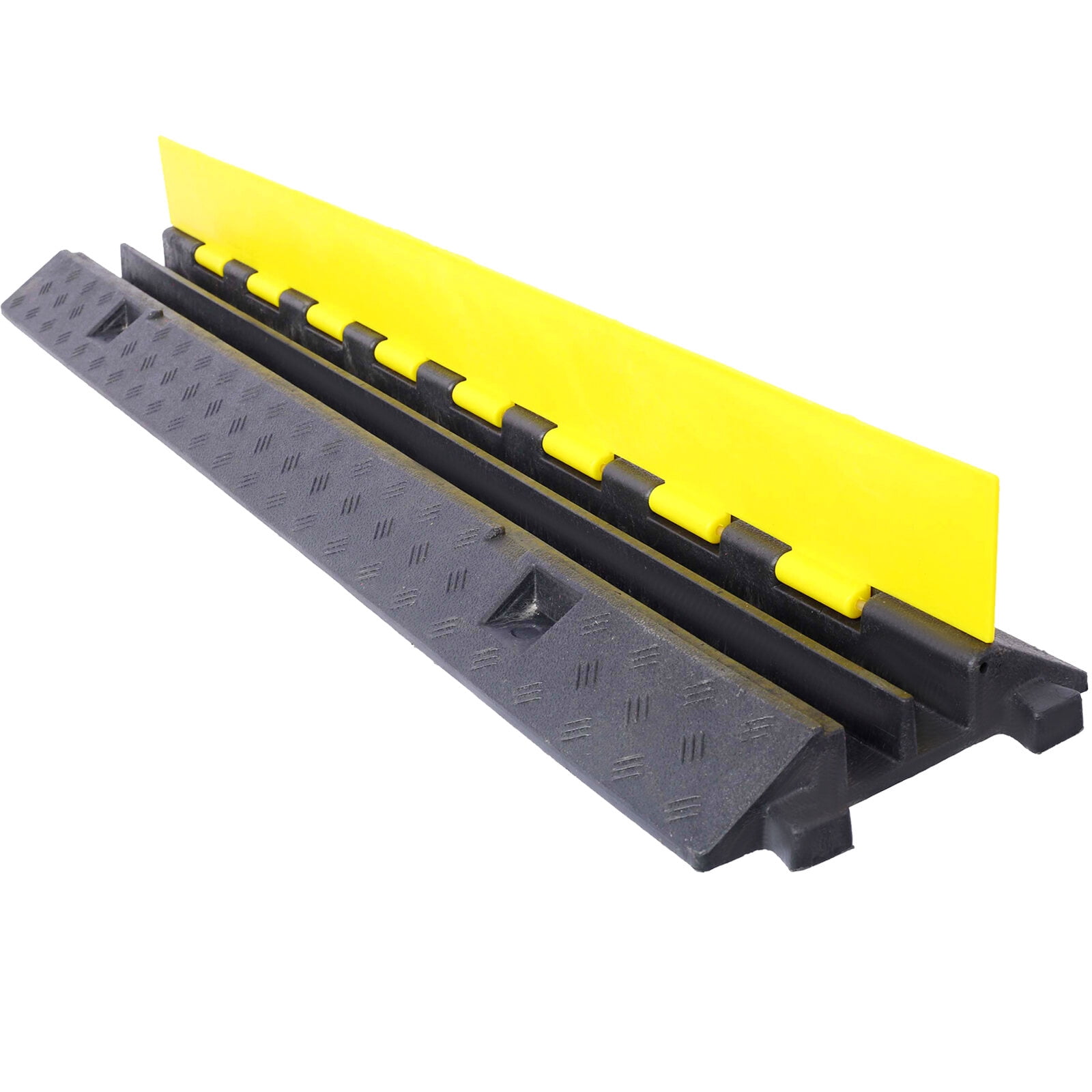 , Cable Protector Ramp, 2 Channels Speed Bump Hump, Rubber Modular Speed Bump Rated 5500LBS Load Capacity, Protective Wire Cord Ramp Driveway Rubber Traffic Speed Bumps Cable Protector,4 Packs,