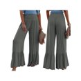 thumbnail image 4 of VISgogo, pantalones informales salvajes a la moda para mujer, pantalones de salón de pierna ancha elásticos de cintura alta de Color sólido, pantalones holgados de playa de verano VISgogo moda, 4 of 5