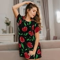 thumbnail image 2 of Horeoi Cherry Print Women's Short-sleeved Nightdress Breathable Cotton-like Material Loose A-line Knee-length, 2 of 6