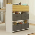 thumbnail image 2 of Resenkos Kids Desk & Chair Set - With Paper Roll, Activity Craft Table with Storage Shelves & Drawers, Natural Wood, 2 of 7