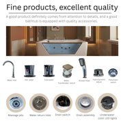 67 Luxury Whirlpool Bathtub with Panoramic Glass Window | 7 Hydro-Massage Jets, Waterfall Faucet & LED Chromatherapy | 1HP 750W Motor, Acrylic Spa Jetted Tub (110V) –Middle Drain